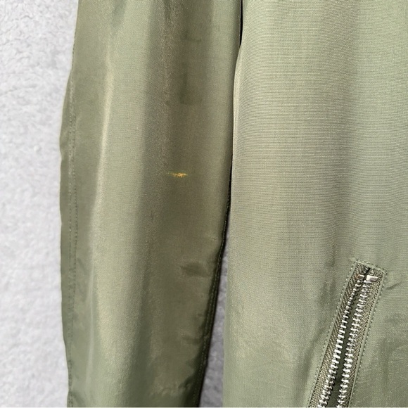 Maniere De Voir Jacket Mens Small Green Nylon Longline Combat Bomber Retro Y2K - Picture 8 of 12